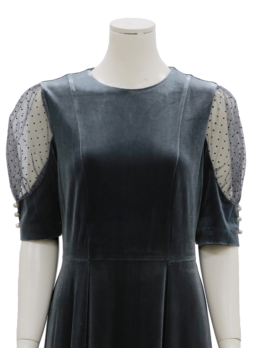 ドットスリーブベロアマーメイドワンピース｜結婚式パーティのレンタル