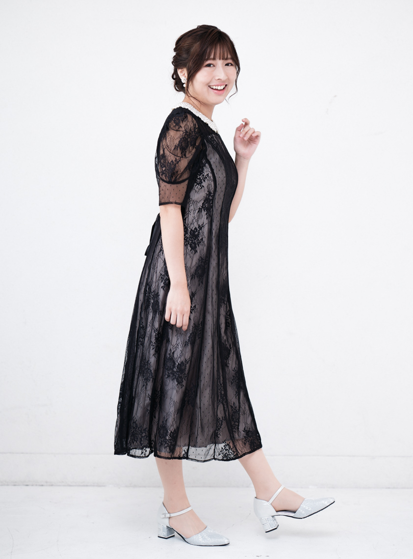 極美品■プラダ　Aライン　フレアワンピース　レース　ウエストリボン　大きいサイズ 極美品□プラダ Aライン フレアワンピース レース ウエストリボン