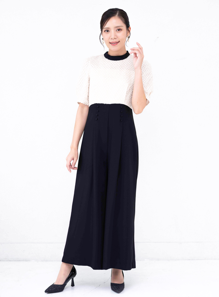 トップスシャギーオールインワンワイドパンツ｜結婚式パーティの