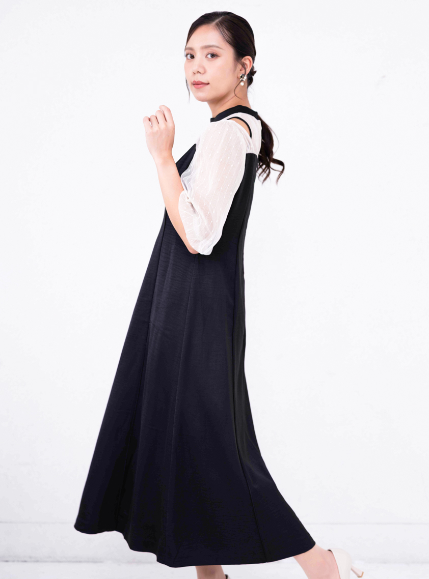 カットアウトヴィンテージサテンワンピース｜結婚式パーティのレンタル