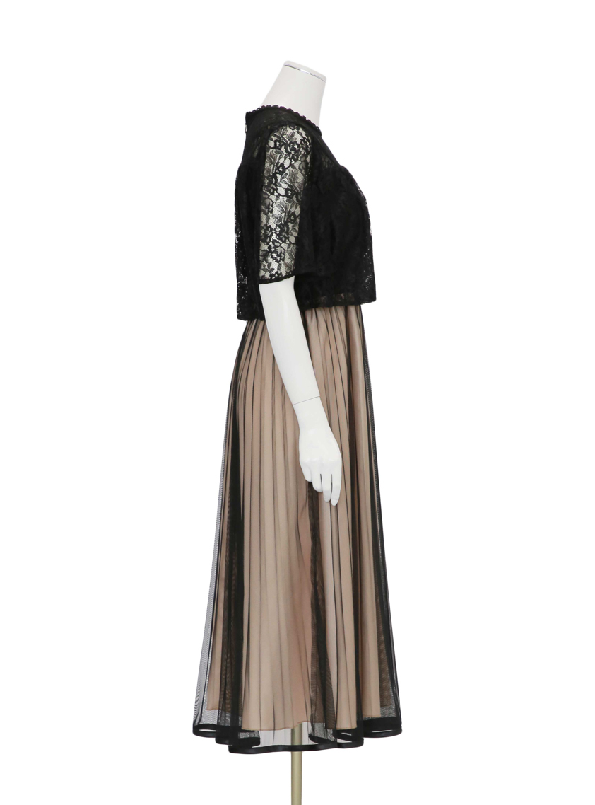 【美品✨】ルネ パールスカラップワンピースドレス ストレッチ 2022年　34 美品✨】ルネ パールスカラップワンピースドレス ストレッチ