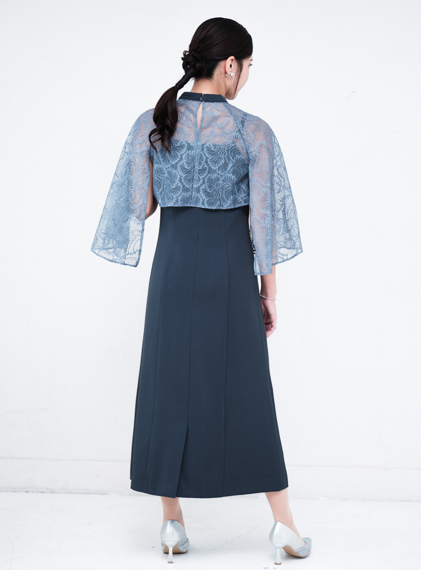 2wayケープトップスIラインワンピース｜結婚式パーティの