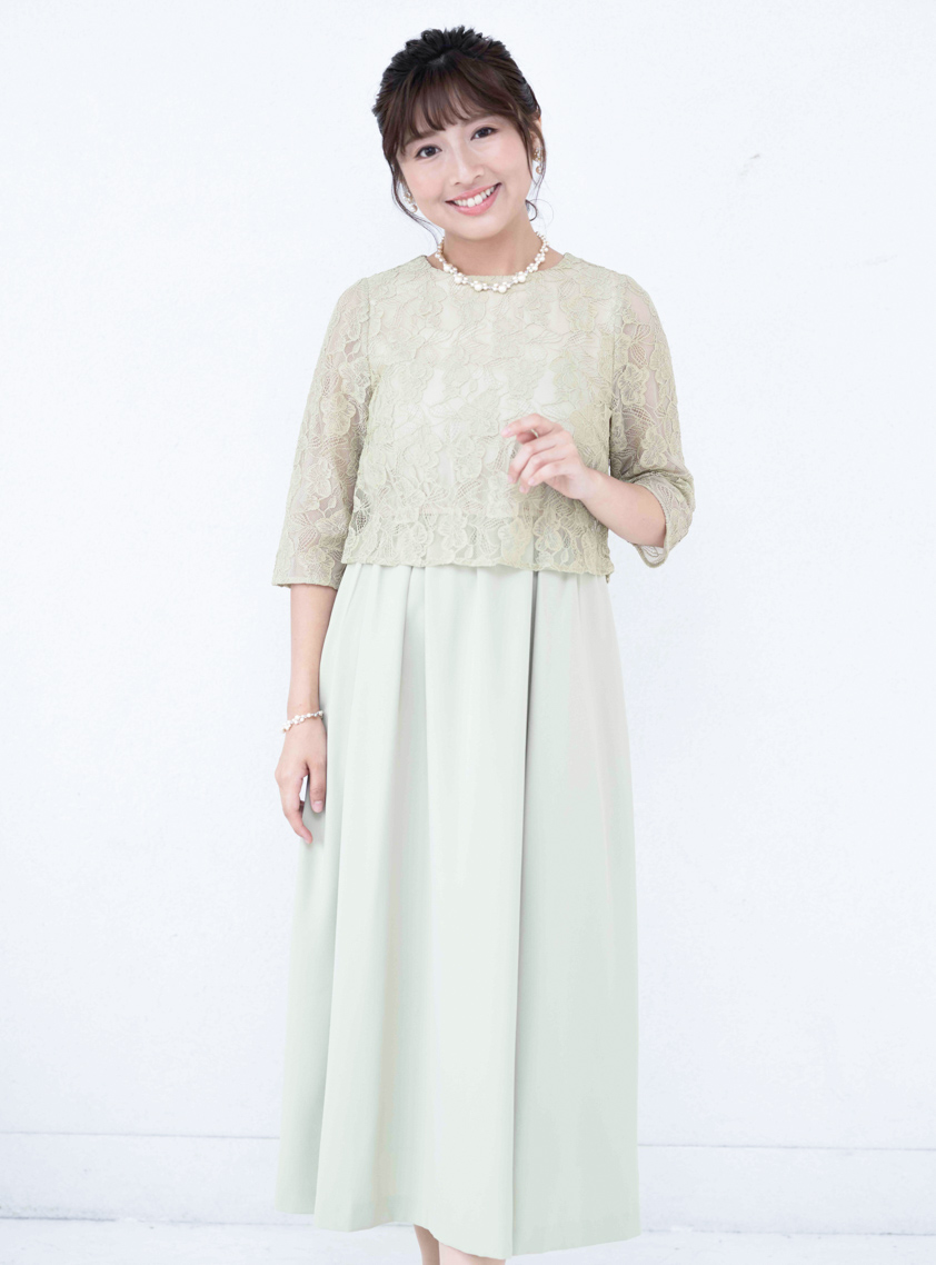 ルルティオリジナル】花柄トップスレースサテンワンピース｜結婚