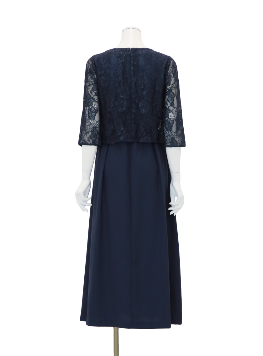 花柄トップスレースサテンワンピース｜結婚式パーティのレンタルドレス