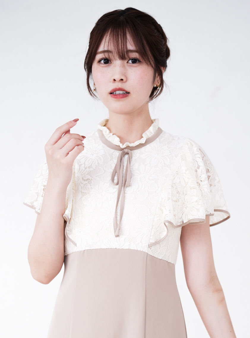 ルルティオリジナル】首元フリルリボンマーメイドワンピース｜結婚式