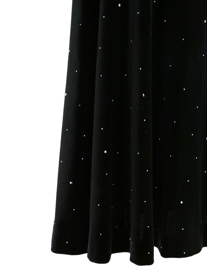 ストーン付プリンセスラインベロアワンピース｜結婚式パーティの