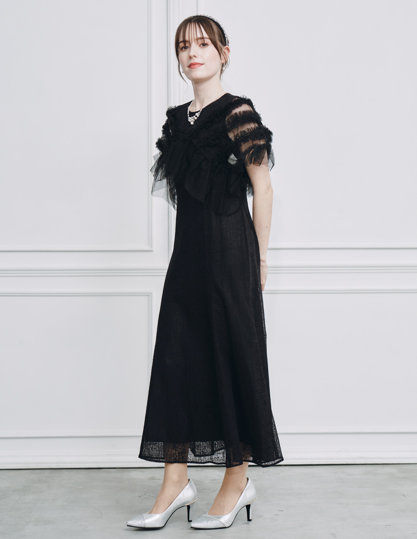 【美品】　MONNALISA ワンピース　チュール　花　フォーマル　セレモニー 美品】MONNALISA ワンピースチュール花フォーマルセレモニー