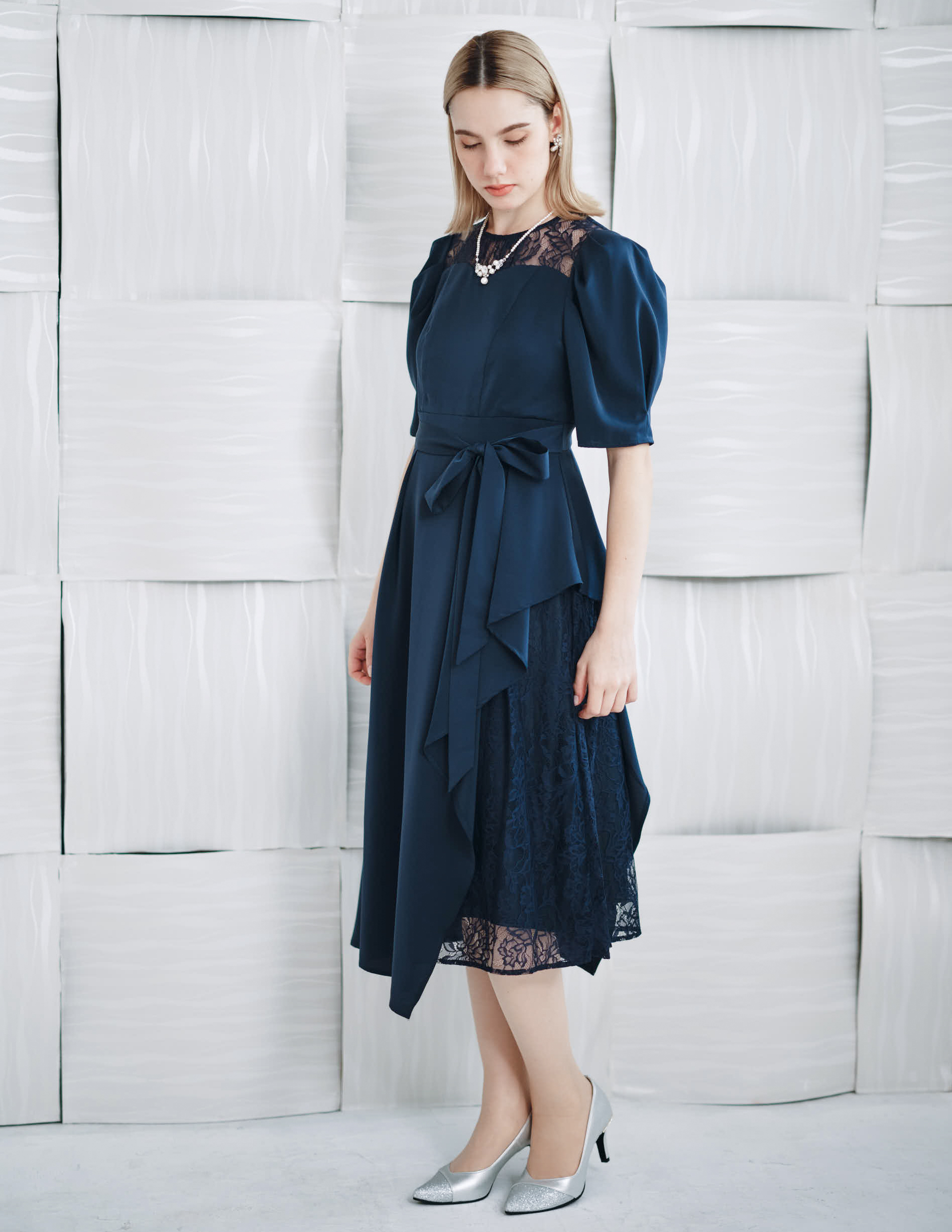 アシンメトリーデザインワンピース｜結婚式パーティのレンタルドレス