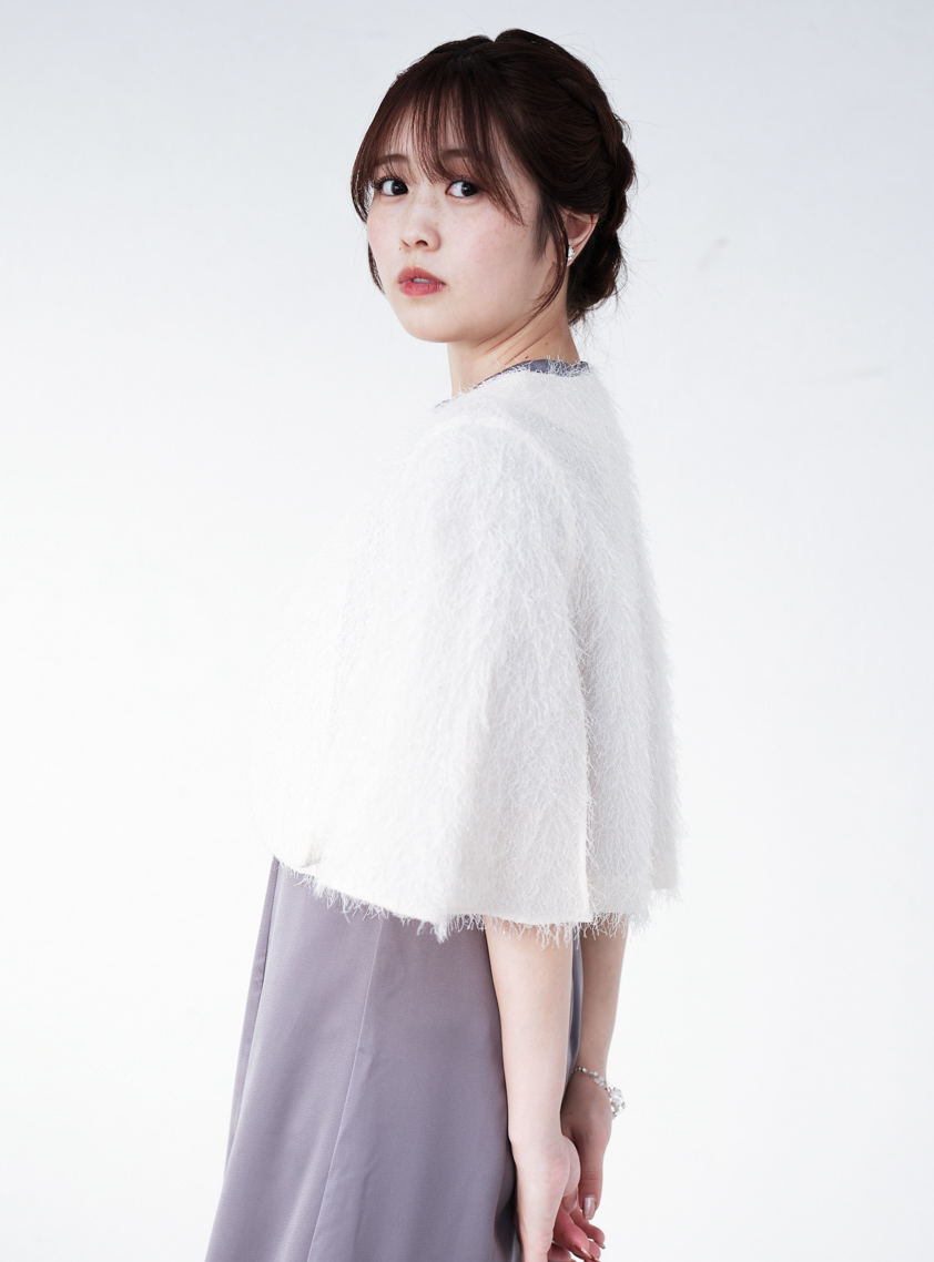 ラメカットジャガードフレアケープ｜結婚式パーティのレンタルドレス